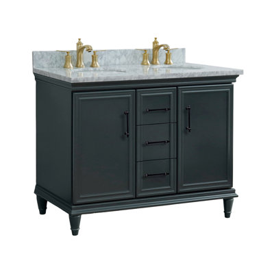 Meuble-lavabo double 49 po en granite et lavabo ovale