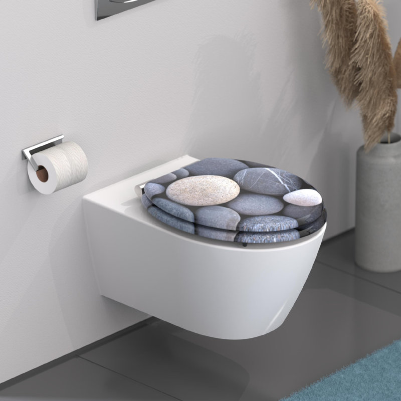 Schütte Toilet Seat Solid Wood MDF Brown, Grey/Ivory