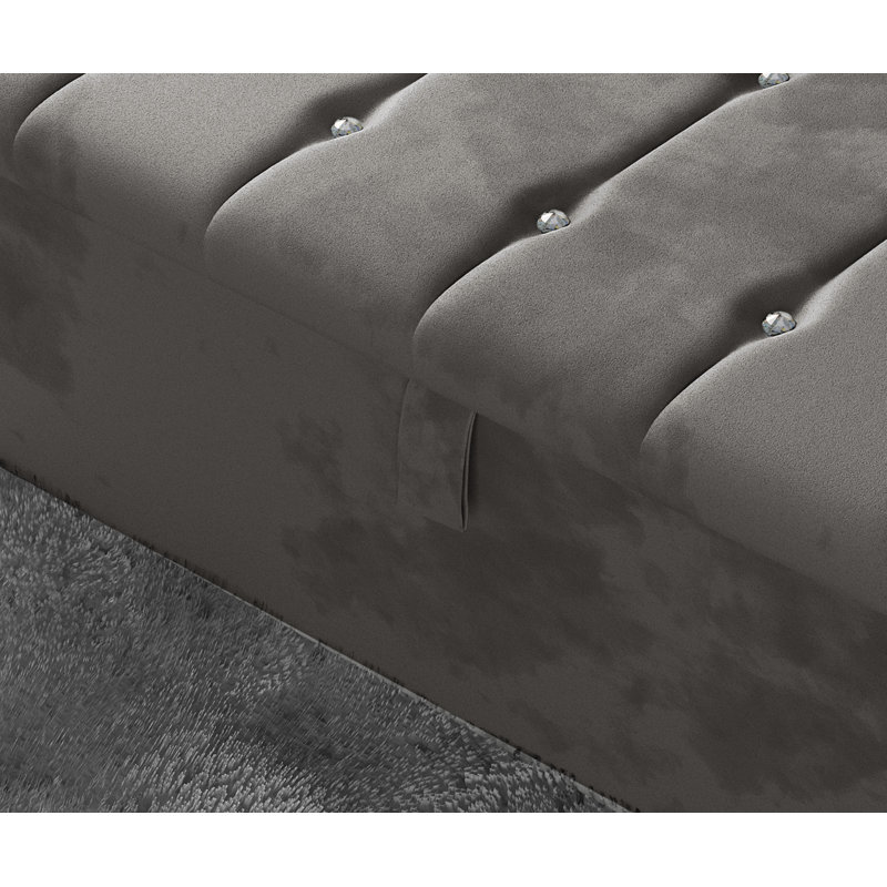 Tullyrusk 102cm Wide Tufted Rectangle Striped Standard Ottoman with Storage, Grey