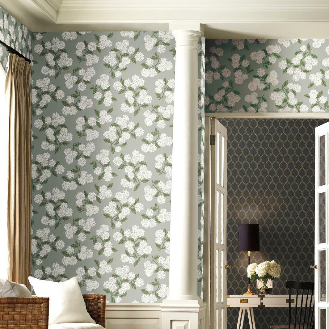 Hydrangea Wallpaper Double Roll, Gray