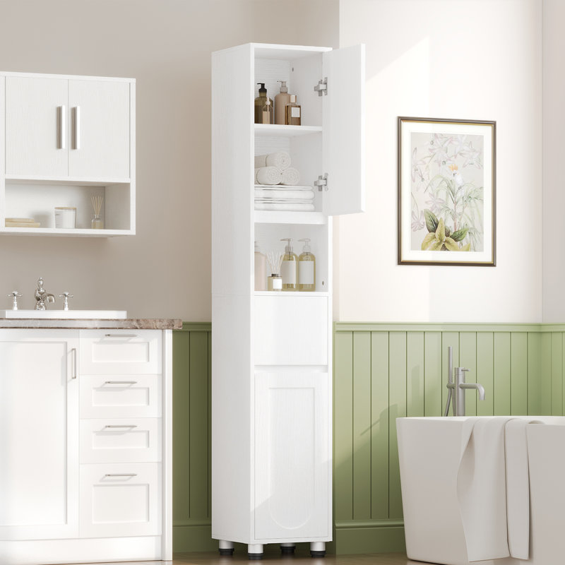 66.9"tall Bathroom Cabinet With Adjustable Shelves, Doors, Open Compartment & Drawer, Slim Storage Organizer For Small Spaces, Bathroom, Living Room