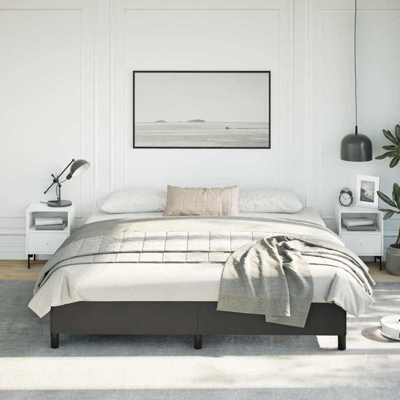 Darrisha Bed Frame, Upholstered Platform Bed Frame, No Mattress, Black, King