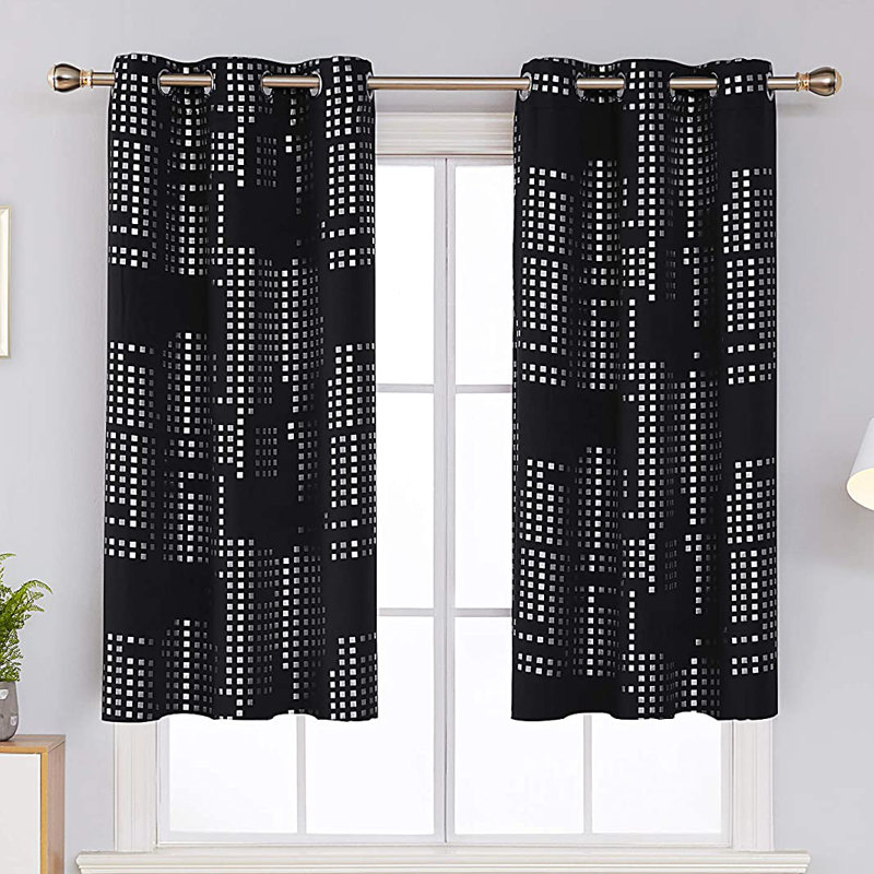 Carmacmoin Room Darkening Curtain Pair, Black, 38" W x 54" L