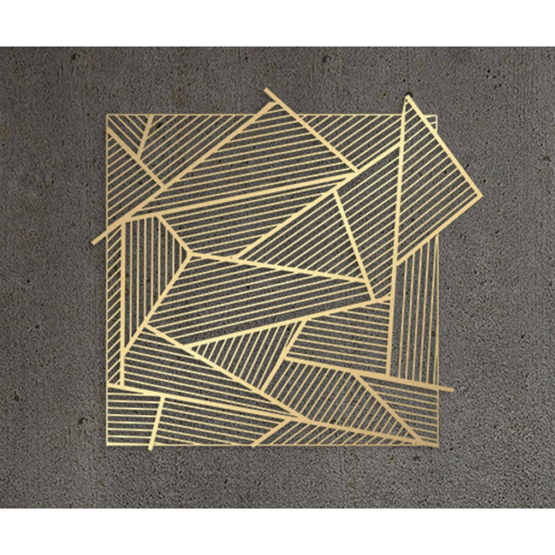 Art abstrait et lignes murales abstraites et géométriques, H 9 po x l 10 po, Or mat
