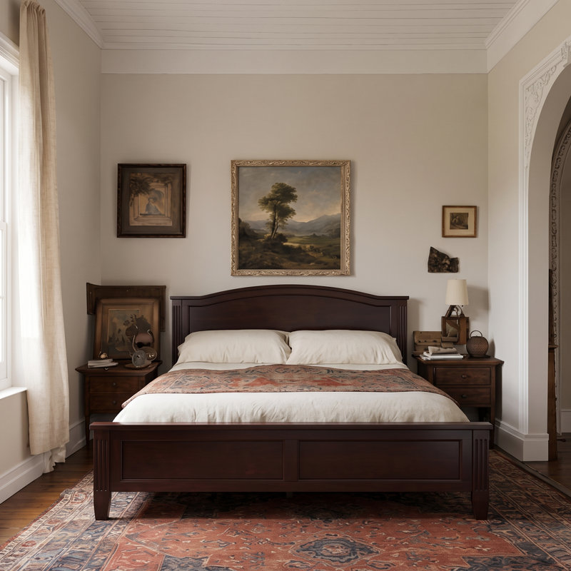 Timberline Solid Wood Platform Bed with Slat Support and Headboard, Queen, Espresso