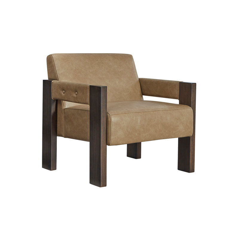Hira Accent Chair, Brown Faux Leather