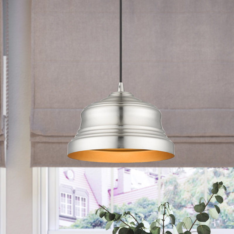 Luminaire suspendu en forme de cloche à 1 lumière, Nickel brossé
