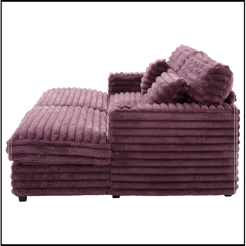 Double chaise longue avec deux coussins de soutien, ports USB et porte-gobelets, Wine Red