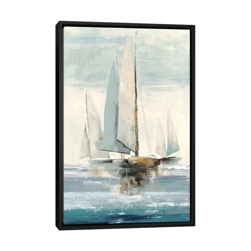 « quiet bateau i », reproduction sur toile, H 48 po x l 32 po x P 1,5 po, Toile avec cadre noir, Pas de tapis