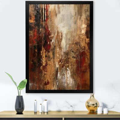 Ancient Italian Revelations In Gold And Red - Abstract Painting Canvas Print