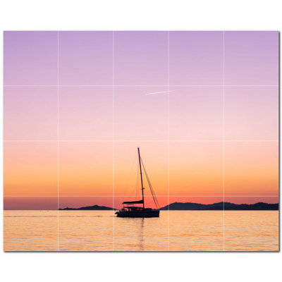 Boat Photo 12'' x 12'' Satin Ceramic Decorative Mural
