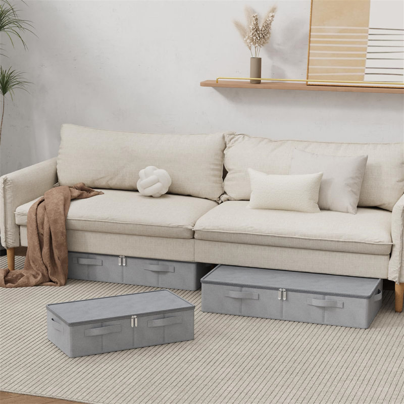 Fleur De Lis Living Fabric Underbed Storage, Grey
