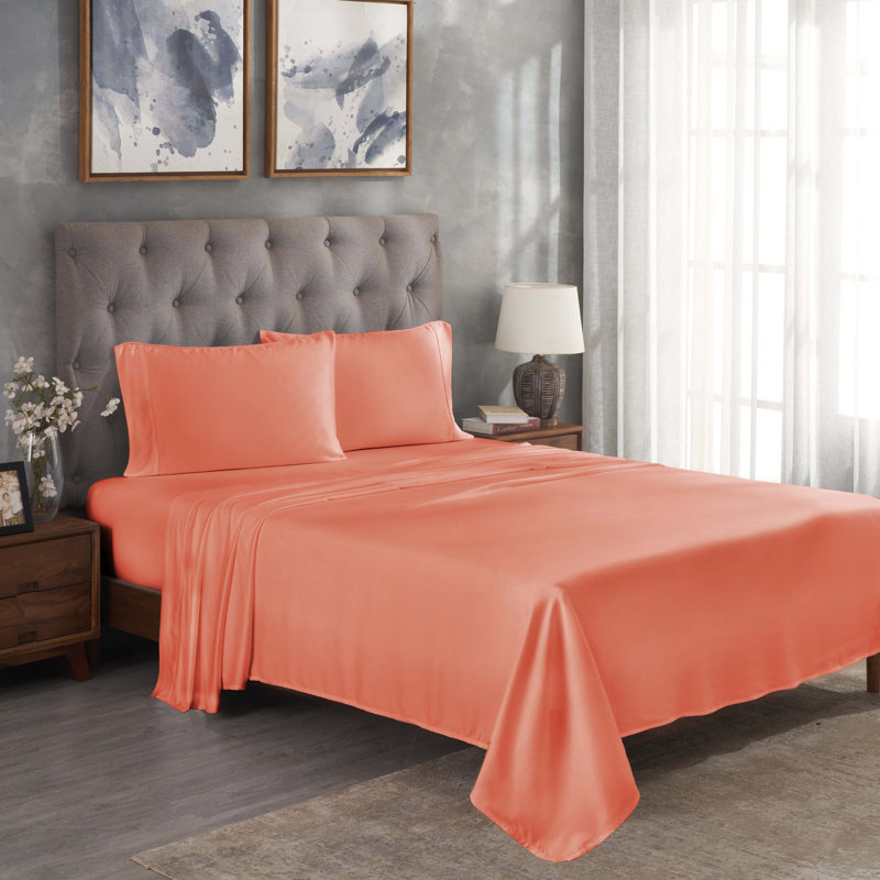 Lit de poche modulaire modulaire de Beechwood, Corail, Ensemble de draps pour lit double avec drap-housse