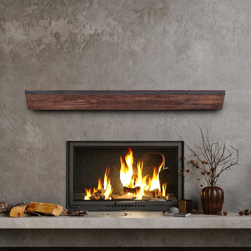 Madera Fireplace Mantel, 60", Brown Wood