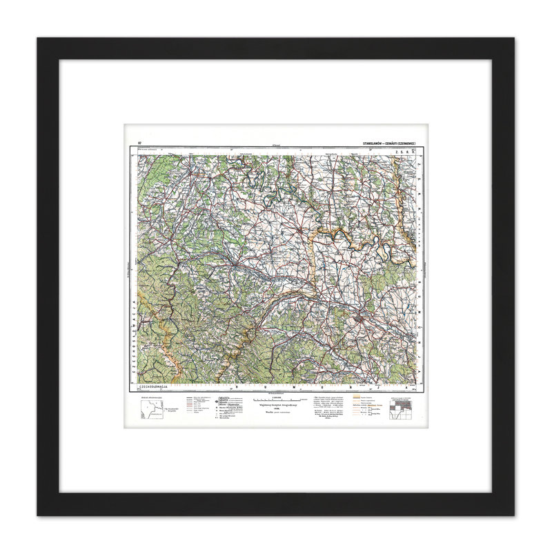 Map Antique 1930 Polish Military Poland Neighbours Replica 1 Piece Single Picture Frame Painting