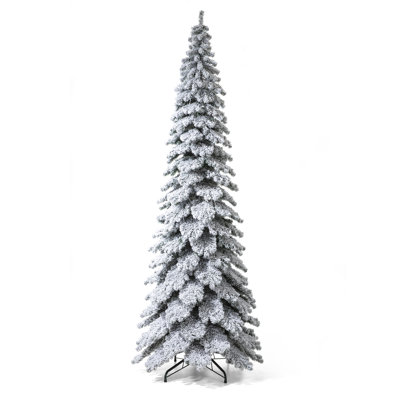 Slim Frosted 12' Pre-Lit Spruce Christmas Tree
