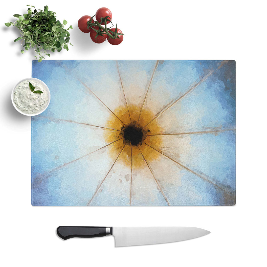 Glass Down The Barrel in Blue And Yellow in Abstract Chopping Board
