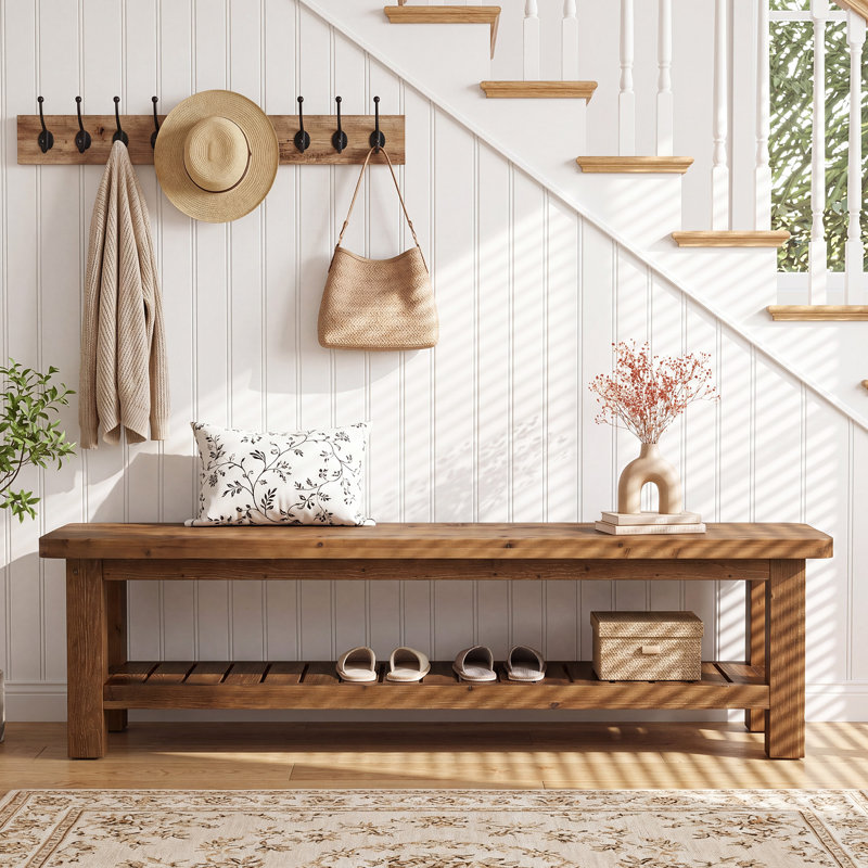 Banc de salle à manger en bois massif 63 po