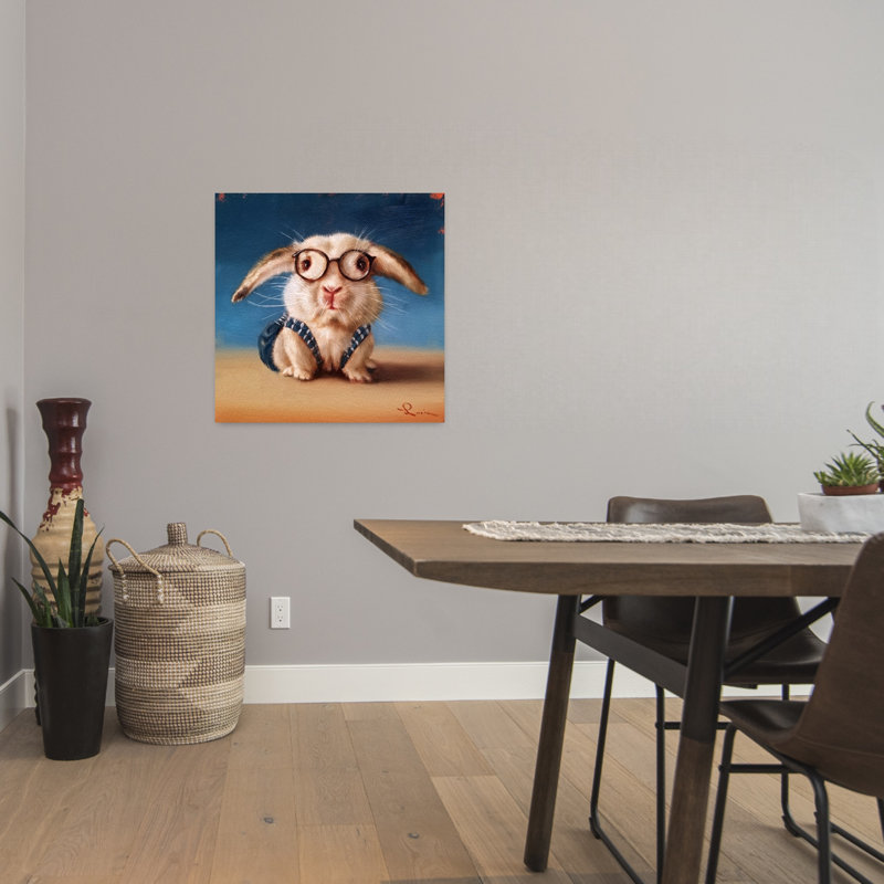 Rentrée scolaire, art contemporain de lapin, H 24 po x l 24 po
