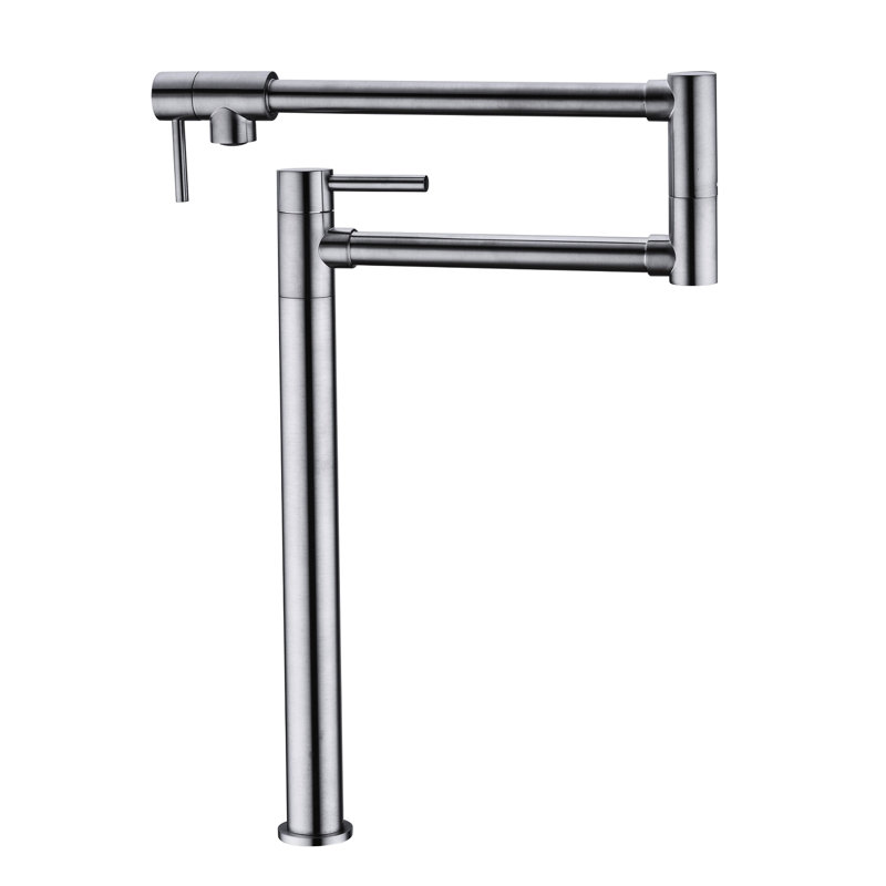 Pot Filler Faucet With Extension - Brushed Nickel, Arm For User- Filling, Double Handles To Regulate Water Flow Efficiently, Corrosion Surface, Silent Splash- Aerator