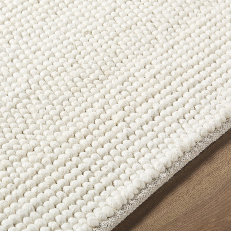 Moroccan Wool Hand Woven Area Rug, Rectangle 153 x 230 cm, Ivory/Cream/Beige
