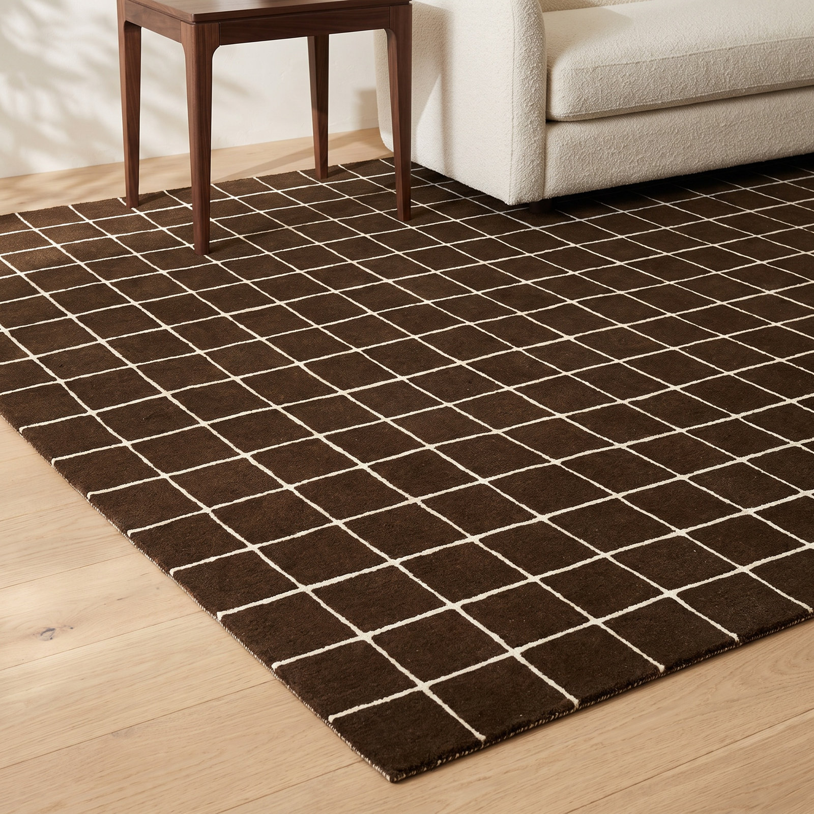 Montara Brown Hand-Tufted Geometric Wool Rug, Rectangle 8' x 10'