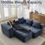 Canapé modulaire en chenille nuage, modulaire 3 pièces en forme de L avec repose-pieds, sans assemblage-1202819931