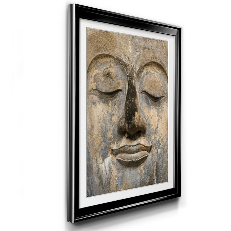 Serene Buddha - Reproduction d'art sur papier encadré, H 18,5 po x l 24,5 po x P 1,5 po, Noir
