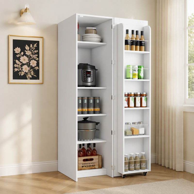 Meuble de cuisine polyvalent avec étagères ajustables et grand espace de rangement, idéal pour organiser et optimiser l'espace dans n'importe quelle pièce.