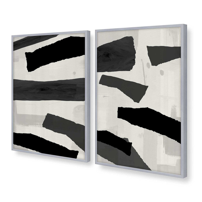 Sable Layers, ensemble de 2 reproductions sur papier mat d'archives dans un cadre, Chrome poli, H 17,25 po x l 13,25 po