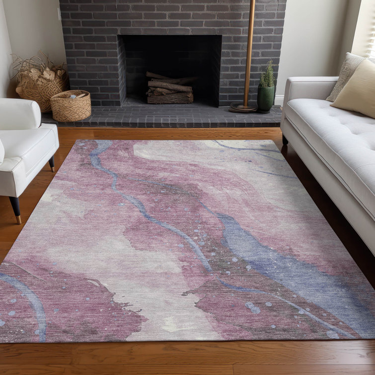 Machine Washable Indoor/Outdoor Claudian ACN1532 Mauve Rug