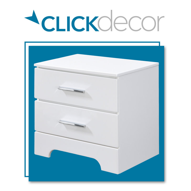 Hudson 2-Drawer Nightstand with USB Port and Storage, White, White