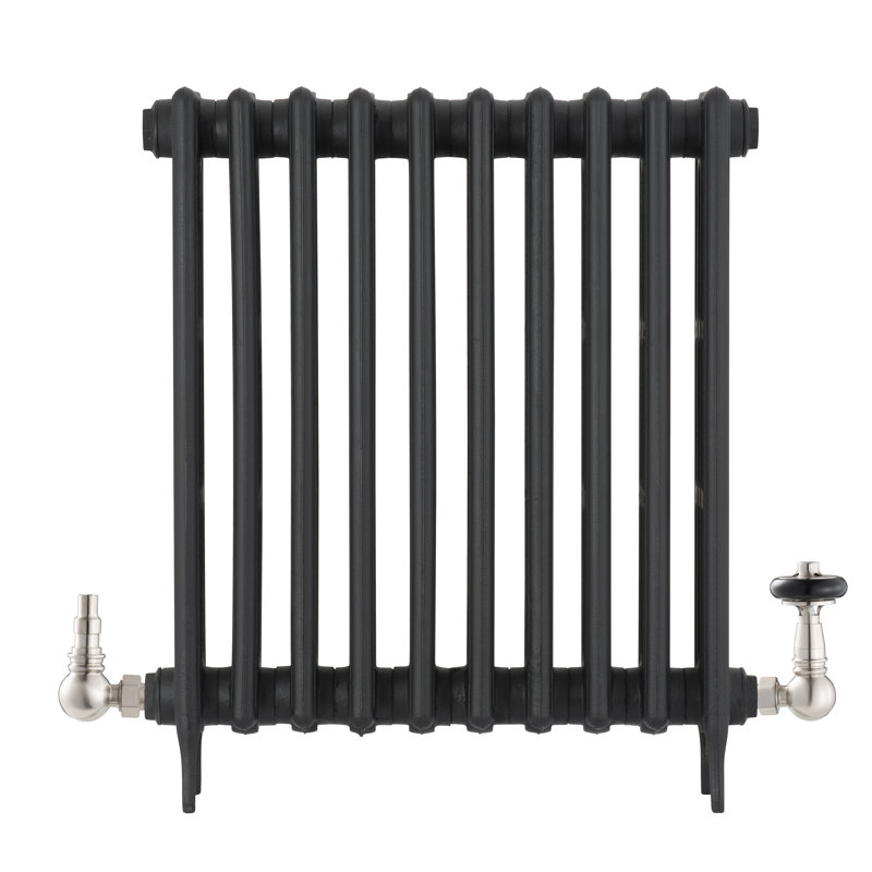Abbate Heating Corner Thermostatic Radiator Valve with Wheel Head & Lockshield, Brushed Nickel