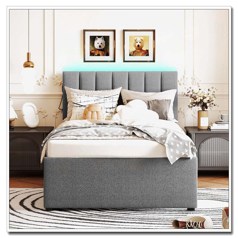 Lit tapissier Teddy, Gris