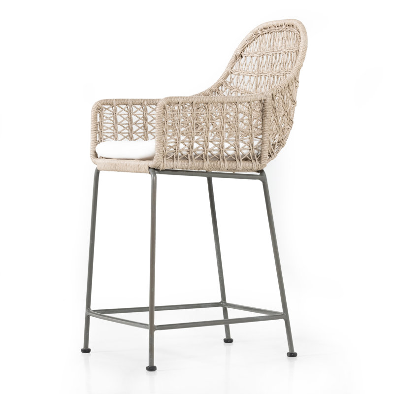 Bandera Outdoor Bar Stool, 30", Beige/Gray