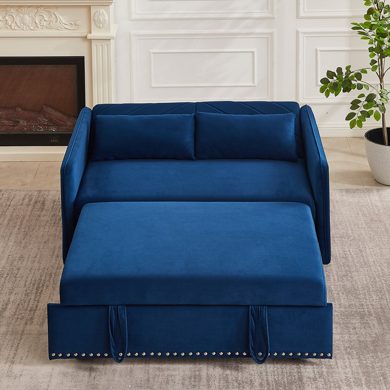 Futon rembourré Araluen 55, Velours bleu