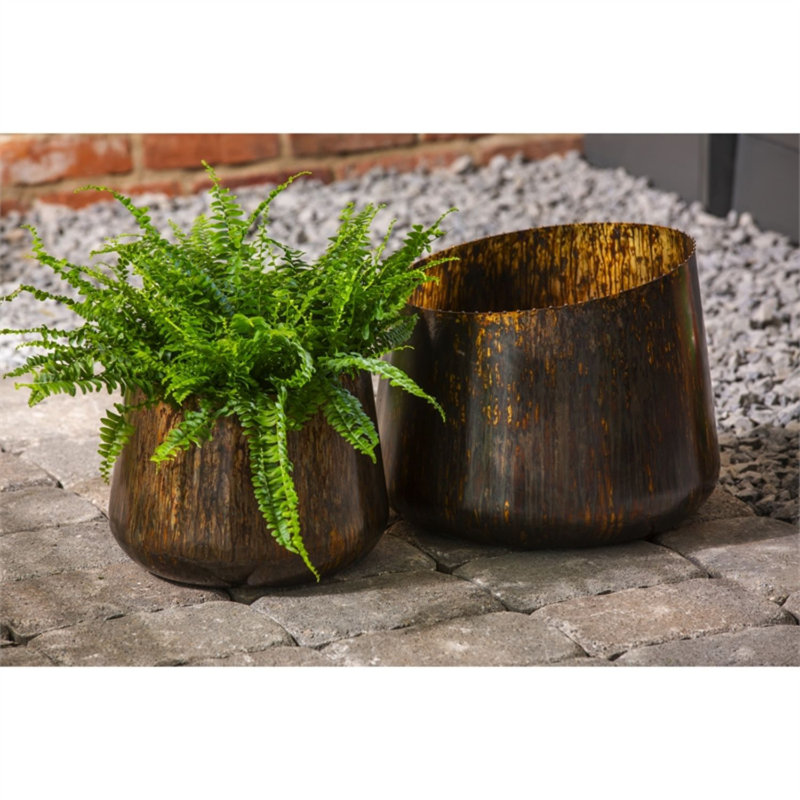 Ensemble de pots de fleurs en métal 2 pièces