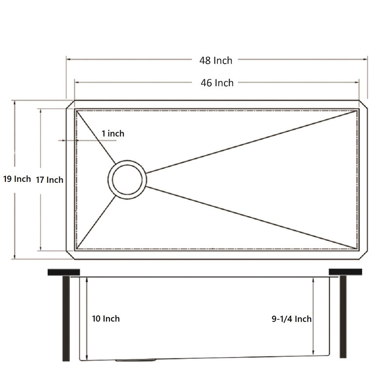 48 Inch Galaxy Black Undermount Single Bowl Stainless Steel Kitchen Sink