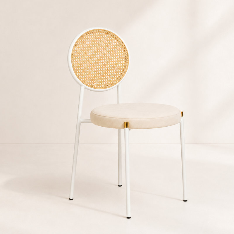 Chaise de salle à manger en rotin Charlotta, Beige, 1