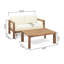 Table basse en bois et en bois, coussins, dossier ouvert avec siège à lattes, brun beige et table douce et imperméable