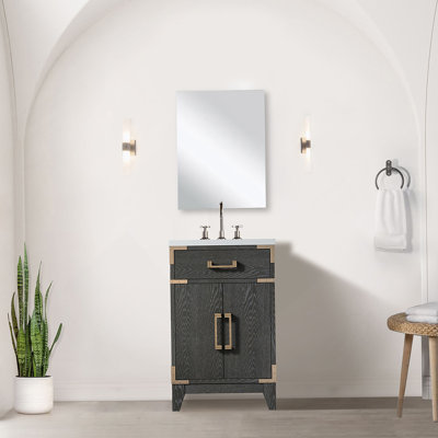 Single Bath Vanity 20 In. W X 18 In. D, Acrylic Countertop, 18 In. Mirror And Faucet Set