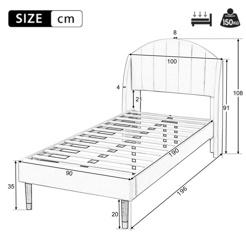 Upholstered Bed, Beige