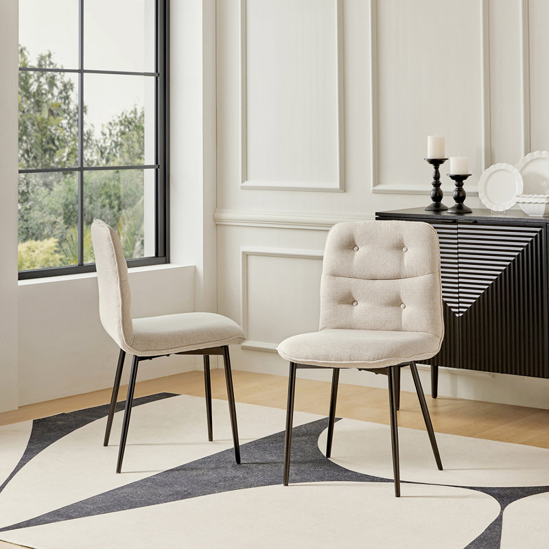 Aleshka 48.26cm H Tufted Velvet Upholstered Side Chair in Linen