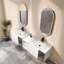 Meuble-lavabo moderne et spacieux avec lavabo en céramique, finition blanche brillante pour la salle de bain