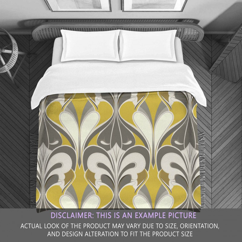 Funky Bedding, Twin Comforter, Silver/Yellow Geometric