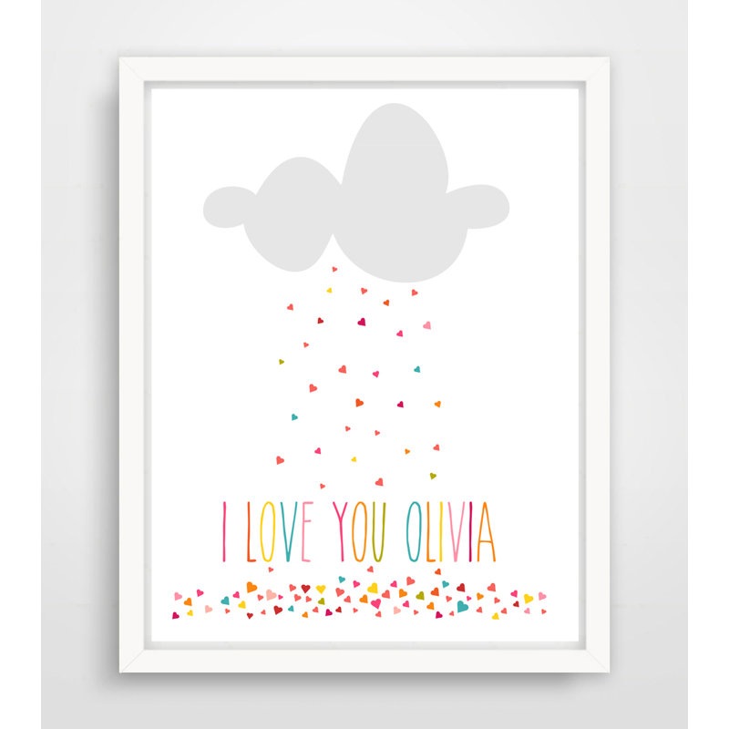 I Love You Cloud Rains Hearts, impression sur papier, H 14 po x l 11 po