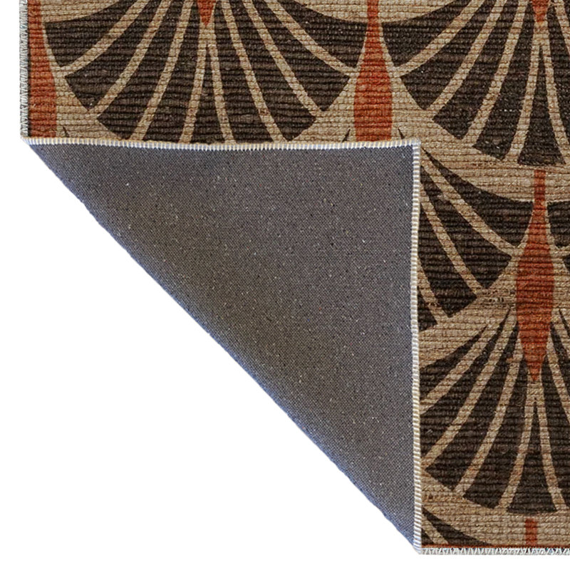 Tapis décoratif moderne en forme de spirale brun-gris, Tapis de couloir 3 pi 3 po x 9 pi 10 po