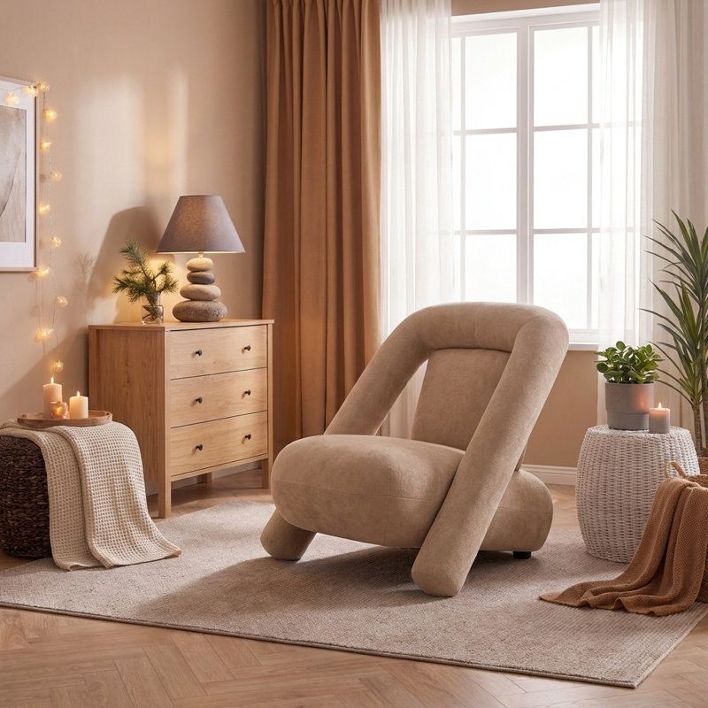 32.28 " Velvet Sofa, Beige Coffee