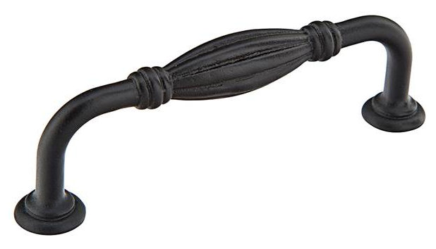 Tuscany Fluted Fixed 6" Center to Center Arch Pull, Flat Black Bronze Patina, 3.5
