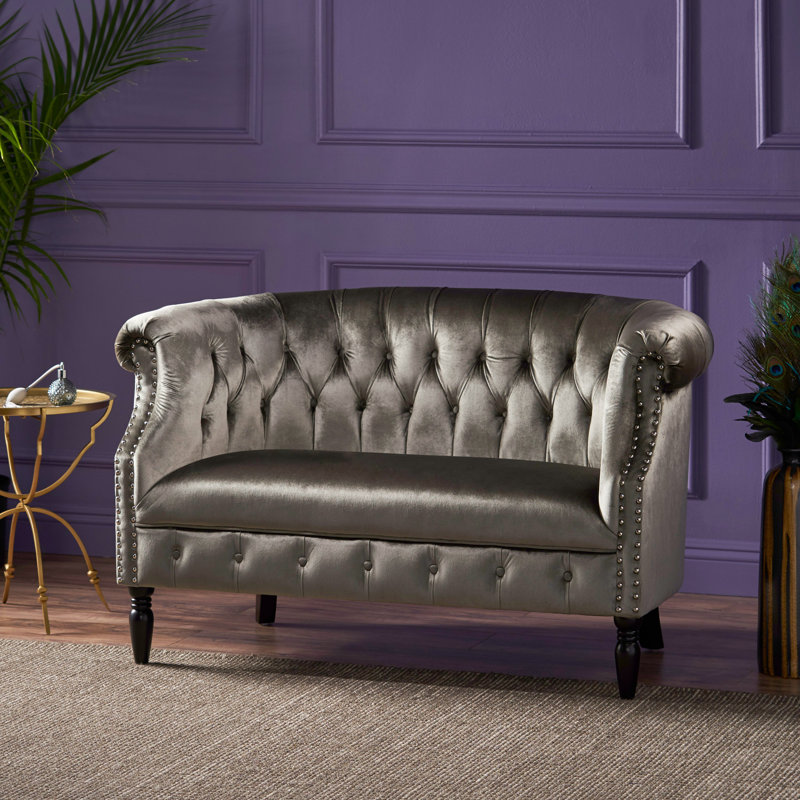 Charlotte 51.5'' Velvet Loveseat, Gray Velvet